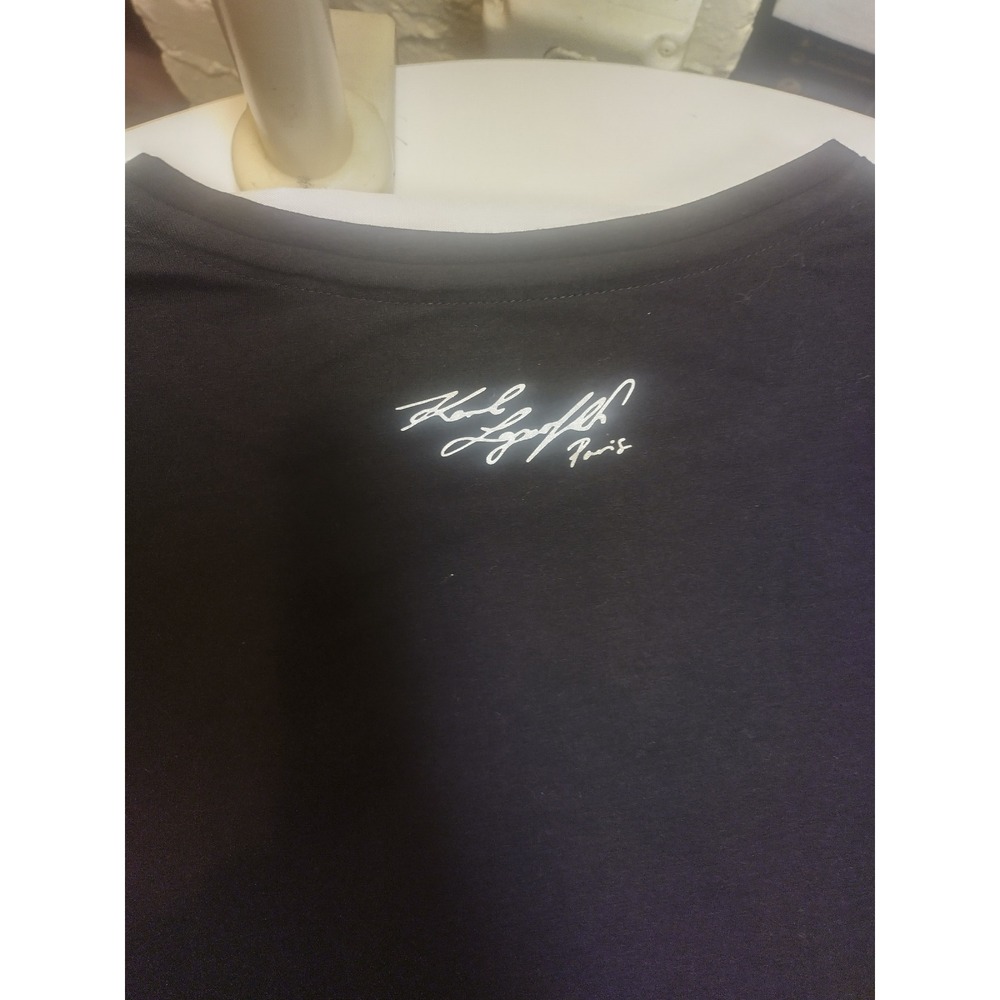 Karl Lagerfeld Paris Womens Graphic T-Shirt Black Rhinestone L5UHCA54 XL - Picture 5 of 7